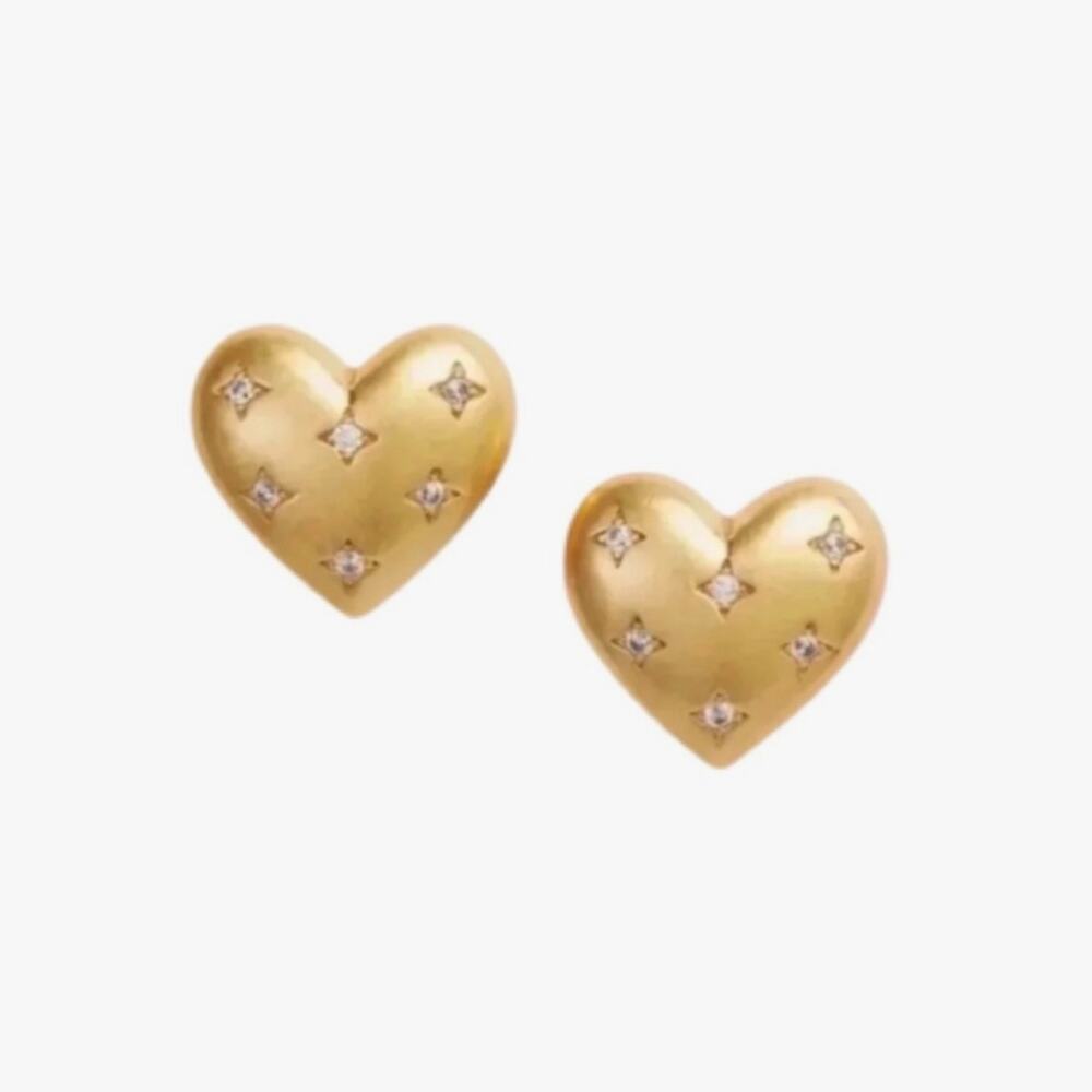 Kate Spade MY PRECIOUS HEART Earring Gold Plated CZ  Stud Designer Jewelry